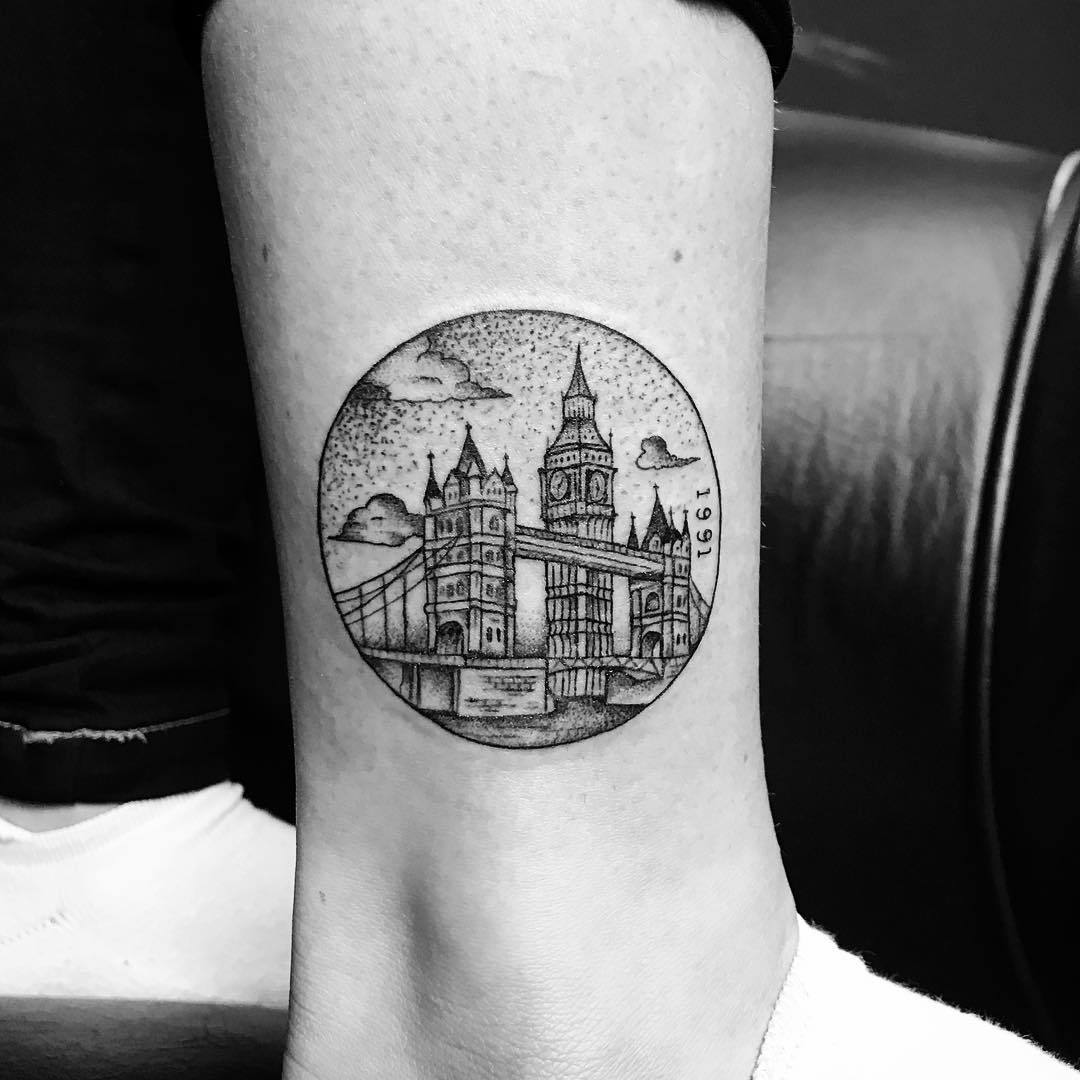 Eiffel Tower and Big Ben Merge - First tattoo by Sim from Old London Road,  Kingston : r/tattoos
