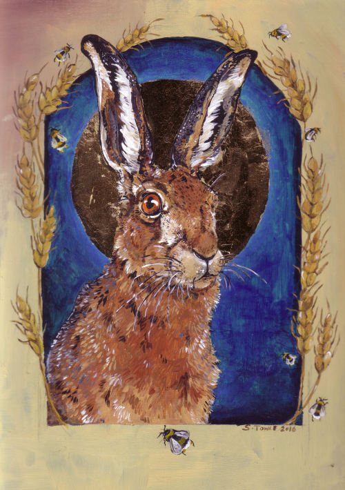 Finally finished and have a good image of itHare Icon, Acrylics on an old found bit of plie board an