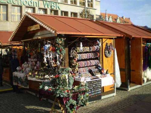 Merchandise offered on Christmas market in city Wroclaw, Poland (the flowers fot.7 are offered on So