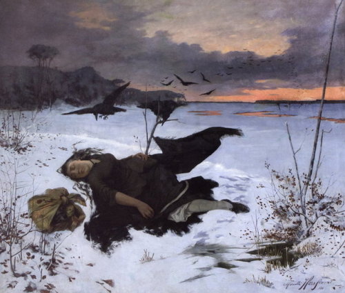 Zdobycz kruków, 1884 by Marceli Harasimowicz (Polish, 1859&ndash;1935)
