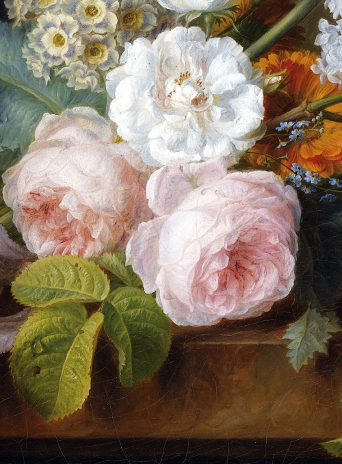 c0ssette:  Cornelis van Spaendonck.Flower bunch with a bird nest,detail,1810.
