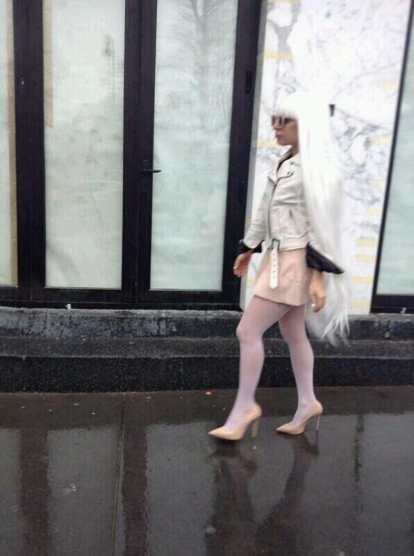 iwannabethatg-u-y:   Gaga in New York City earlier today (2.19.14).  Look how precious