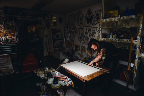 In the studio with Alex Ziv. His solo show “Cut Away(s)” opens July 8! Photos by Shaun R