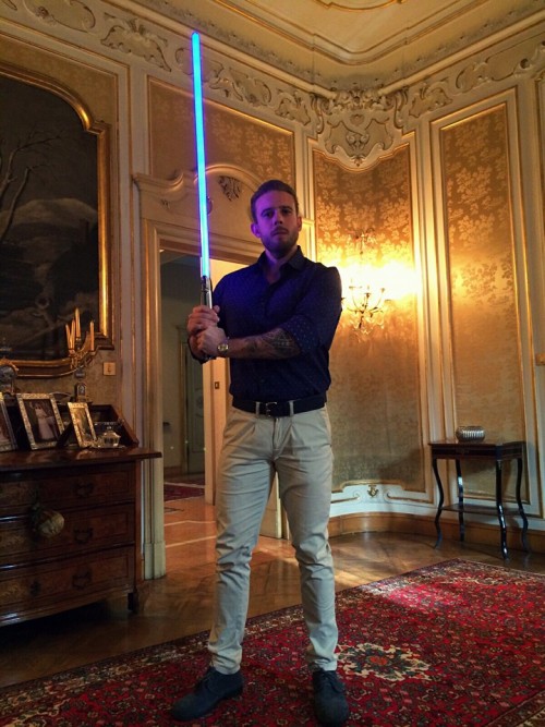 Today it’s my cousin’s bday … He’s a great Star Wars fan … I had to do a pic with his new lightsaber  :-)I’m so excited for the new movie .. I’ve already bought the tickets for the premiere , December 16th ..Here in Italy we’ll