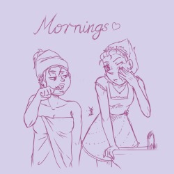 piritos03:  Pearlmethyst week @annadesu Day3 ~ Human AU (Ame’s def not a morning person) 