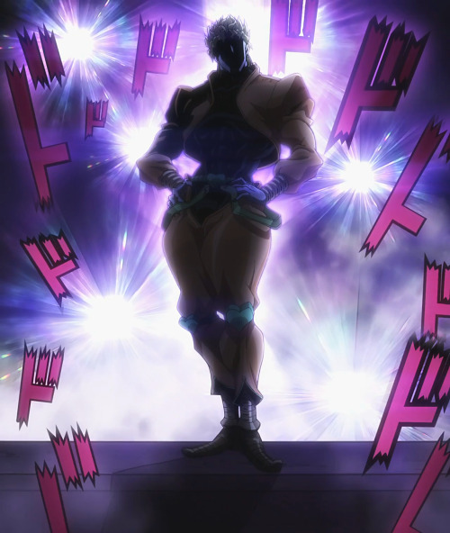 DIO fron Jojo standing menacingly atop a flight of