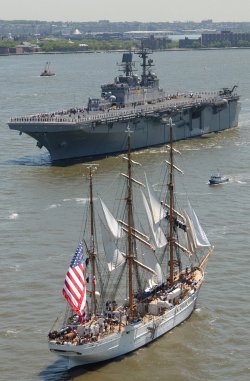 pra-vda:  USCG Cutter Eagle passes USS Iwo