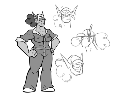 tooneyd:character commission for @rumblechum, a beefy mechanic orc gal
