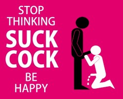 sossysofia:  happy2btm:  straponslave:  Get yourself a throatful of dick…     