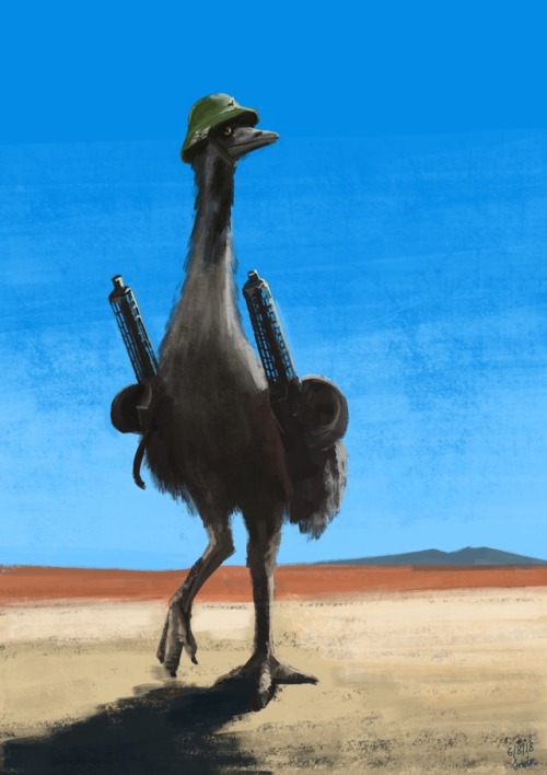 Emu commander asserting technological dominance circa. 1932.