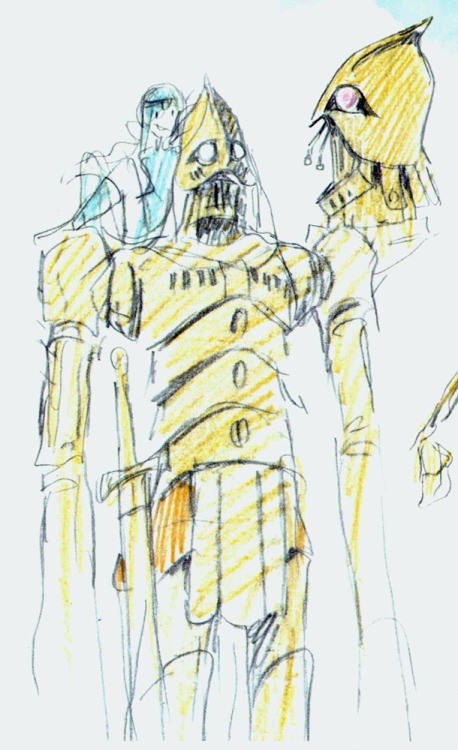 the-bang-doll:  Mamoru Nagano’s original draft for the L-Gaim next to Hayao Miyazaki’s o