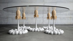 linxspiration:  Epic Coffee Table Looks Like It’s Being Propelled By A Group of Rockets