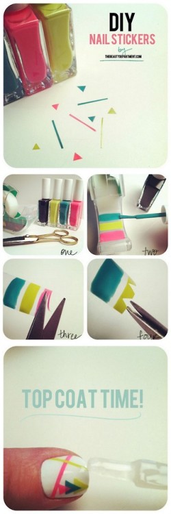 truebluemeandyou:DIY Nail Sticker Decals Using Scotch TapeThis is such a cheap and clever way to mak
