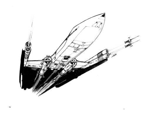 gameraboy2:X-Wing Fighter concept art for Star Wars (1977) by Joe Johnston