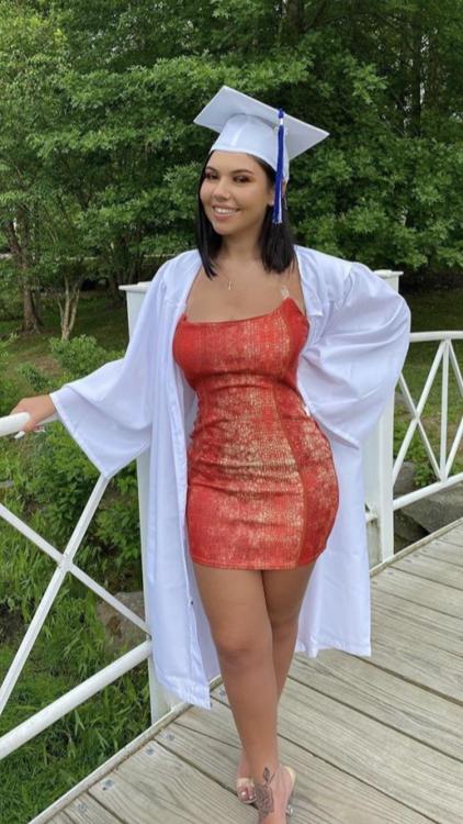 The dress on this perfect thick graduate