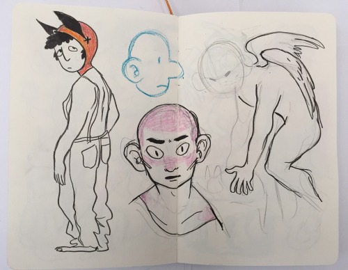a jumble of sketchbook things out of order