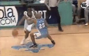 gotemcoach:  TURNT UP:  Chris Paul (the Hornets’ version) crosses Anthony Carter