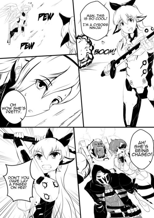 aikiyun:  [Overwatch] Protect Your Mercy by AikiYun  Commissioned 4koma by PartFootball. Featuring h