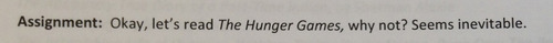 jovaline:  Haha okay, the teacher I have for YA Lit is amazing. I had her for Sci-Fi Fiction before. But the thing is she was given this class five days before it started since she’s taking over for another teacher. So her syllabus starts out normal,