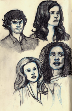 First page of my new sketchbook! Started it off with a little angry cartoony Will, but then the ladies took over. I need a lot more practice with Bedelia and Alana, but I actually like how Bella turned out. 