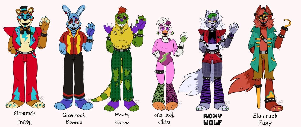 Glamrock Bonnie X Glamrock Chica and Montgomery Gator X Roxanne Wolf Fan  Casting on myCast