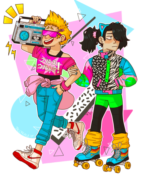 tallykale:aaaand another @erasermicsecretsanta fill for @legendtastic! this one was for the prompt “young erasermic in bright 80s fashion”, which is EXTREMELY up my alley