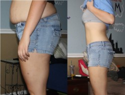 futuraexgordinhastuff:  skinny-ever:  makeme-fit:  Same shorts, 50 pounds later :)  seen on rebloggy.com/fitspo  TAAPA NA MINHA CARA 