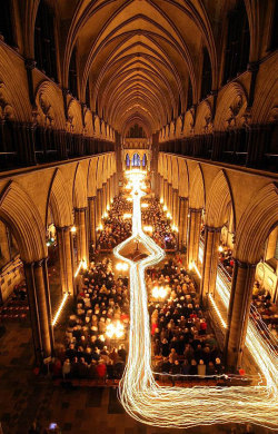 daily-meme:  Long exposure photo of candle procession at Salisbury Cathedral. 