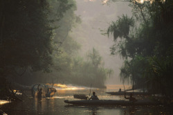 ritsual:      George Steinmetz, IRIAN JAYA, INDONESIA.  Asmat tribesmen drag rag net fish for shrimp and bivalves in a channel which connects the towns of Amborep and Ache, Irian Jaya, Indonesia.  