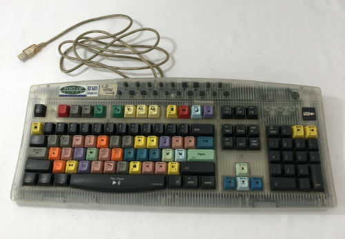 yournewkeyboard:Look at this video editing keyboard. It’s clear. The keycaps are wild. It&rsqu