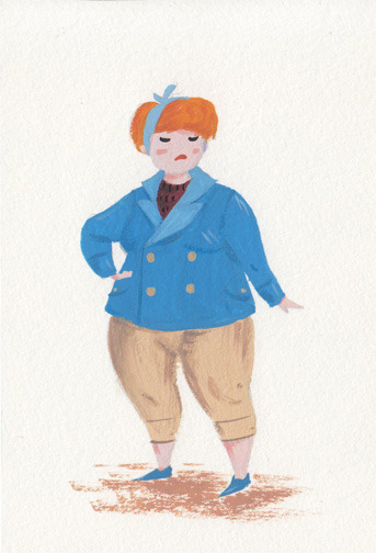 Cute outfit studies done for an in-progress painting. Gouache on cold-press watercolour paper.