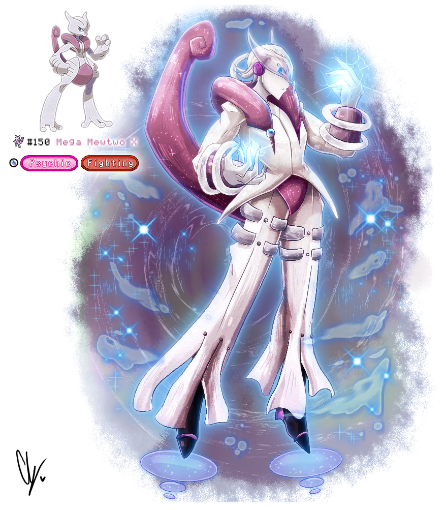 mew, mewtwo, and mega mewtwo y (pokemon) drawn by fukidashi_cotton