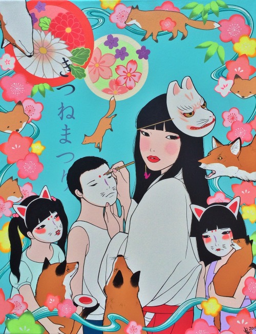 fuckyeahfoxfriends: Kitsune Matsuri by Yumiko Kayukawa @ Whitee Walls Gallery in San Francisco