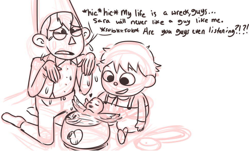 From /co/: Beatrice bathes in Wirt&rsquo;s tears. Greg finds the situation less
