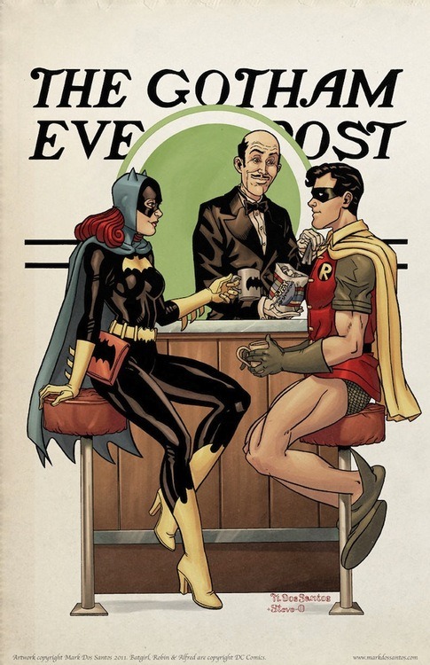 batcavebasement:  What if Norman Rockwell illustrated scenes of Gotham City life? 