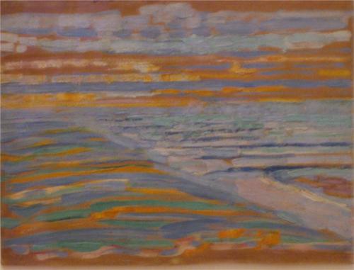 View from the Dunes with Beach and Piers, Domburg - Piet Mondrian  1909Dutch 1872-1944
