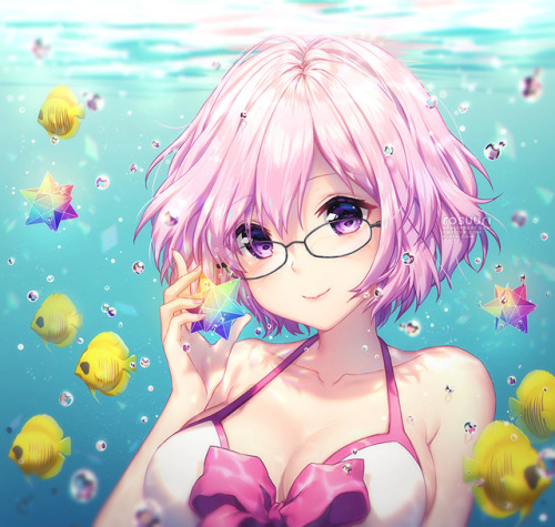 rosuuri: Underwater Mashu!  | Pixiv + Twitter 泳ぎにいきましょう.+:｡(ﾉ･ω･)ﾉﾞ   