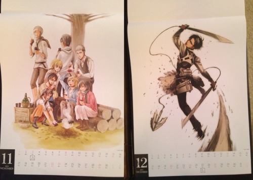 yoshidaeri:  Thought people might want to see what pictures were used in the SnK 2015 manga calendar so here they are! The calendar includes the birthdays of the characters in the series. I didn’t expect the calendar to include the birthdays we just