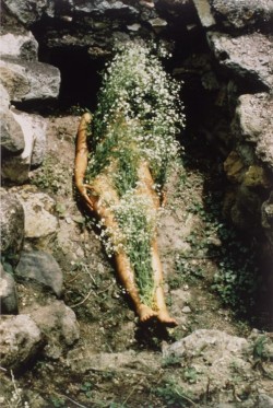 paintedout:  Ana Mendieta, Imagen de Yagul, from the series Silueta Works in Mexico 1973-1977, 1973 