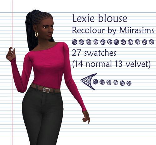 miirasims:Lexie blouse Hi! This is a recolour of that tight sheer top from the Get Together EP. I ne