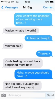 megandmrbig:  The art of negotiating…  Meg missed out the part of the message where she agreed ;-x lol