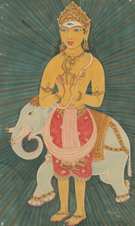 Brihaspati, the planet Jupiter, with Elephant by S. Rajam