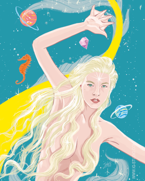 Hunter Schafer swimming in an oceanic dimension (signed prints) © Iván García. Digital art.Signed pi