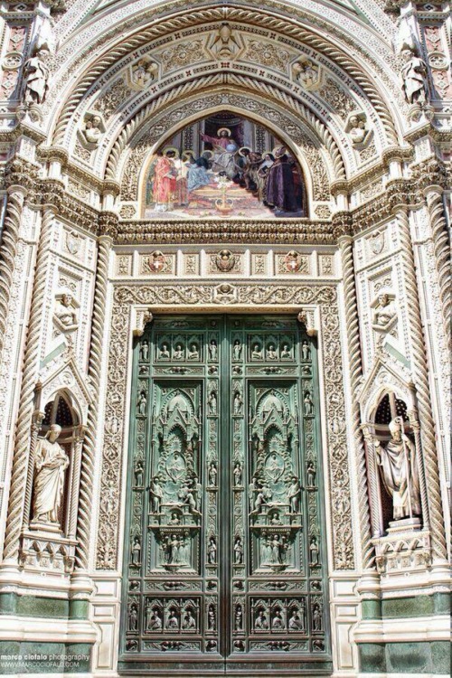 The door of Florence Cathedral in Italy.