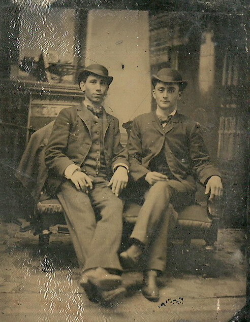 A fantastic pair of matching hats for these two fellows, rather nicer than the usual bowler design, 