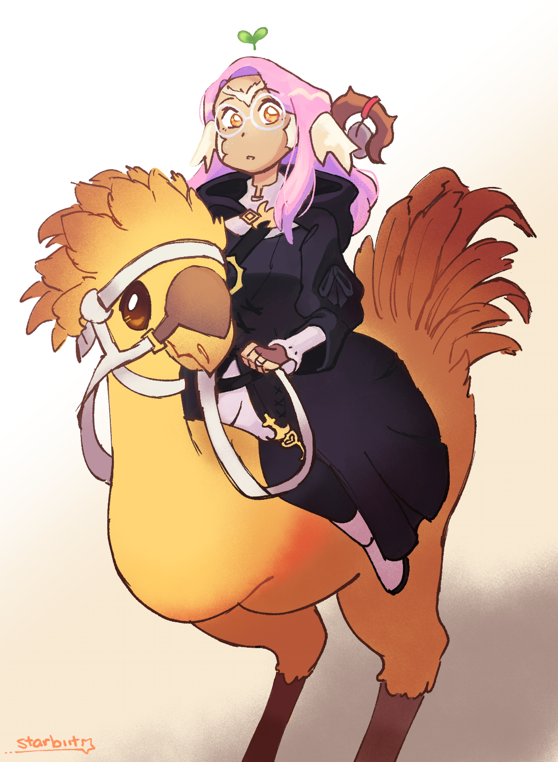 a lil sprout and their chocobo