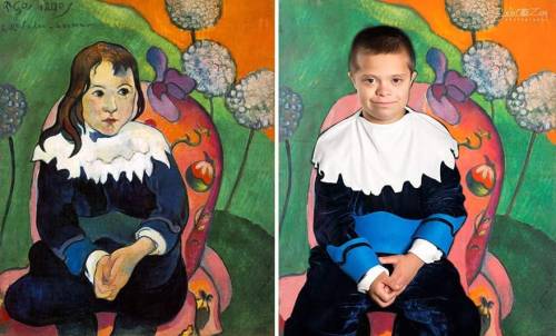 ithelpstodream:  Photographer recreates famous paintings with children who have Down syndrome to prove that everyone is a work of art.