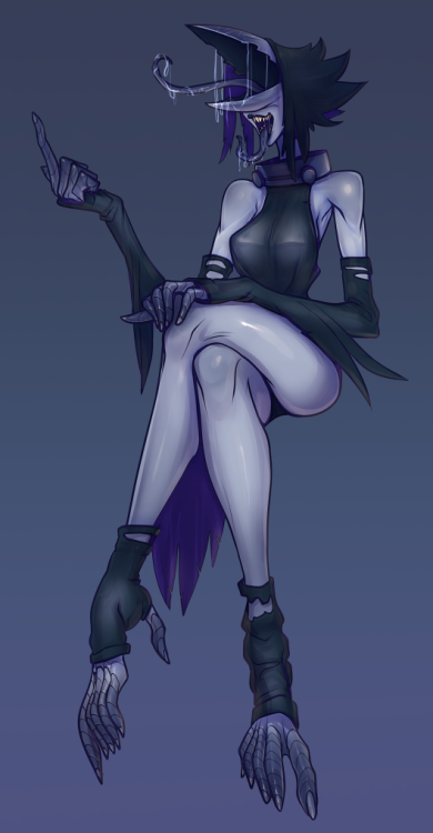 derekhetrickart: Yes hello hi I keep making sharp teeth demon ladies this one is sorta bird themed I