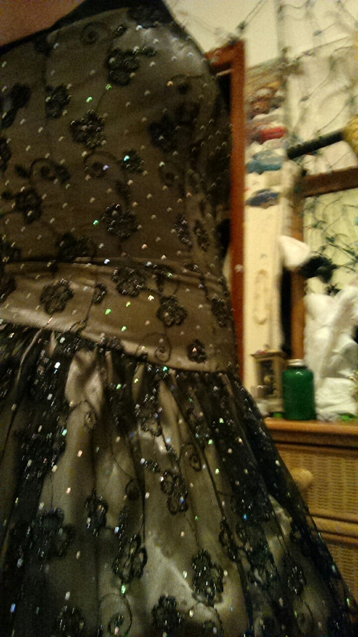 Old prom dress, stuffed tum (Dress is size 4 and doesn&rsquo;t fit when stuffed)
