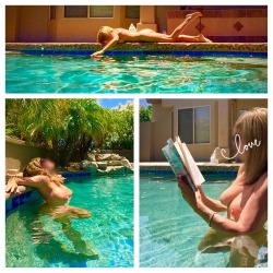 heavenstobetsy69:  T-minus 8 hours ‘til she returns and it’s back to my tiny pool, so I’m catching up on reading, sunny rays, and relaxing daydreams… 